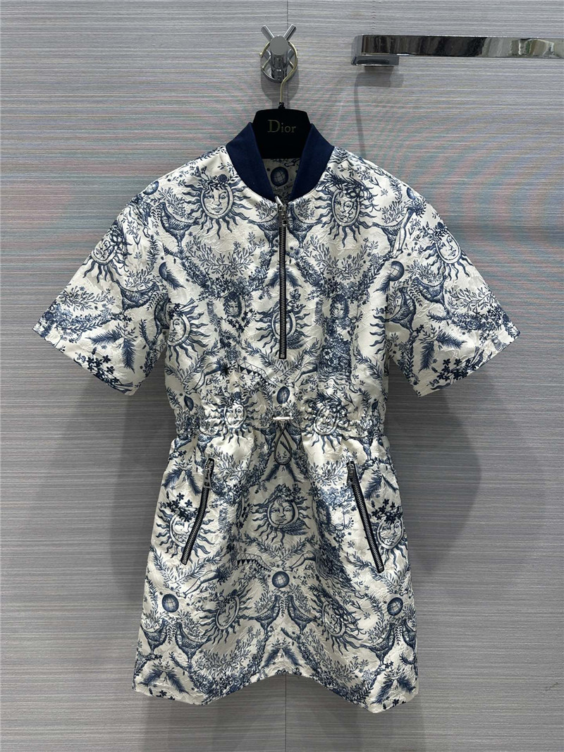 dior sun god positioning print pattern Oblique jacquard dress