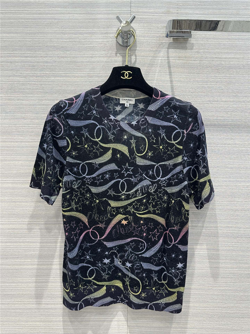 Chanel painted graffiti print short-sleeved top