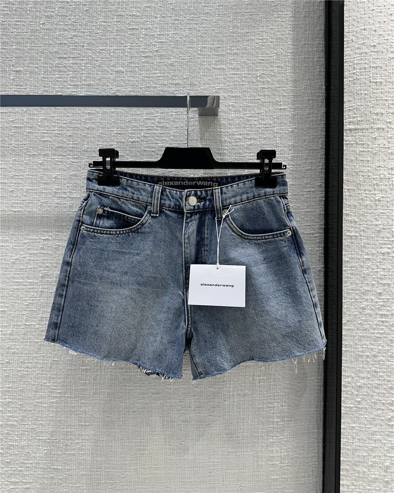 alexander wang 3D embossed lettering denim shorts