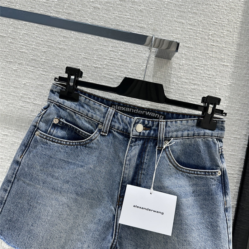 A1exa*der wang 3d embossed lettering denim shorts