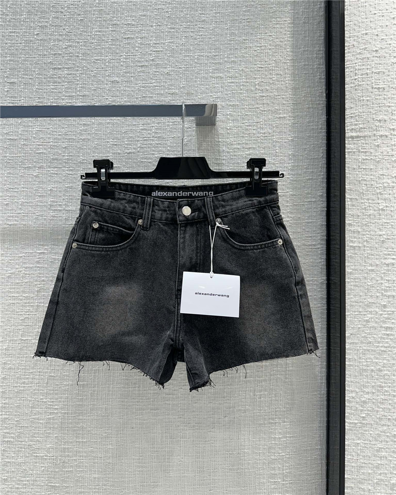 alexander wang 3D embossed lettering denim shorts