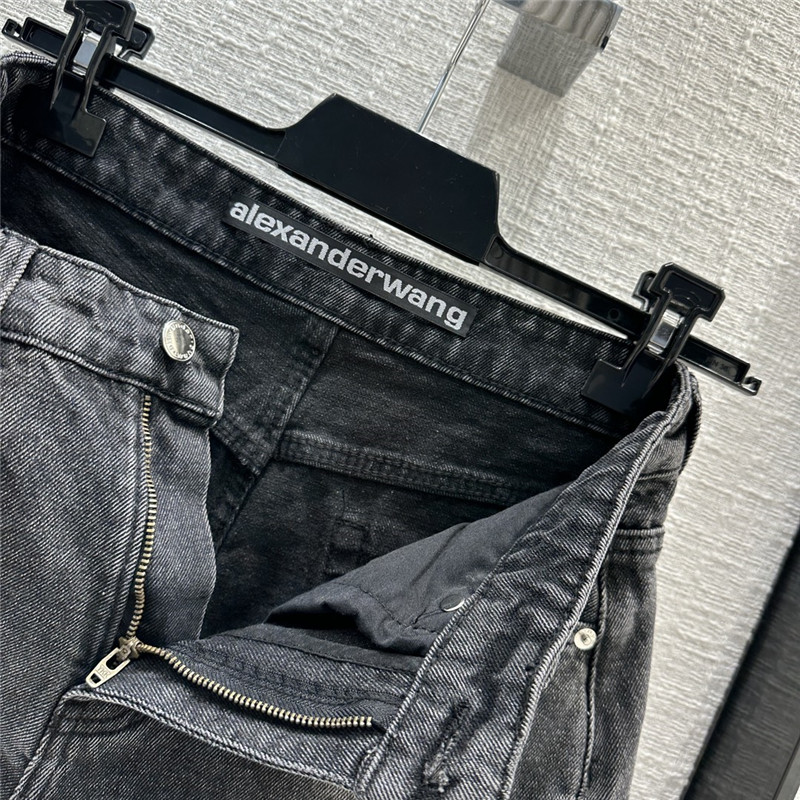 A1exa*der wang 3d embossed lettering denim shorts