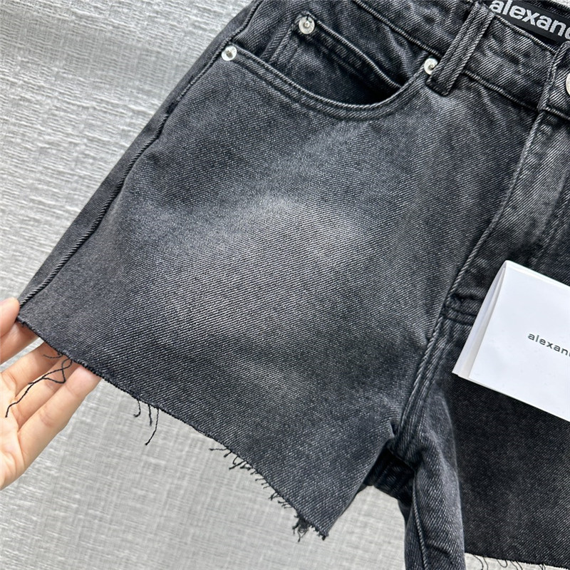 A1exa*der wang 3d embossed lettering denim shorts
