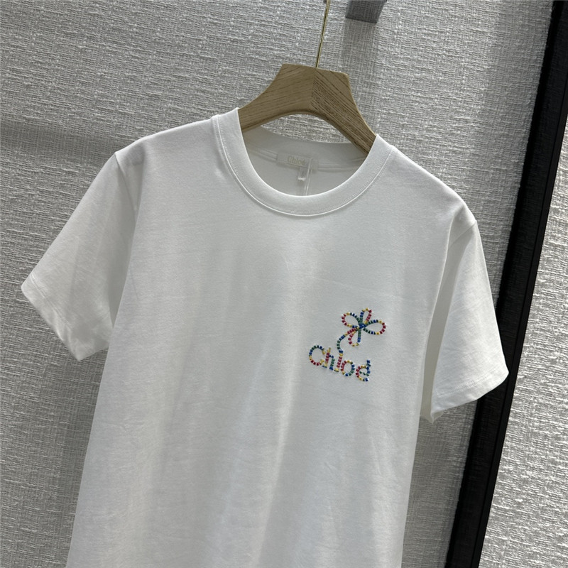 Chloé floral logo embroidered short-sleeved T-shirt