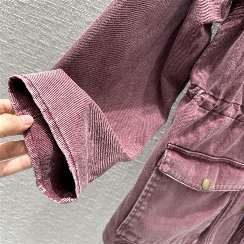 prada unisex distressed leather collar denim jacket