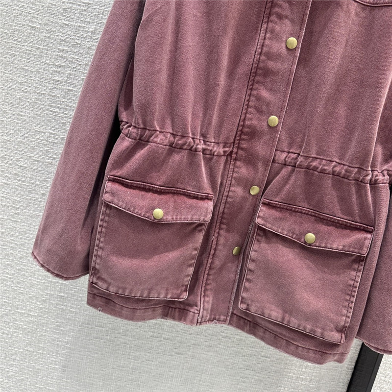 prada unisex distressed leather collar denim jacket