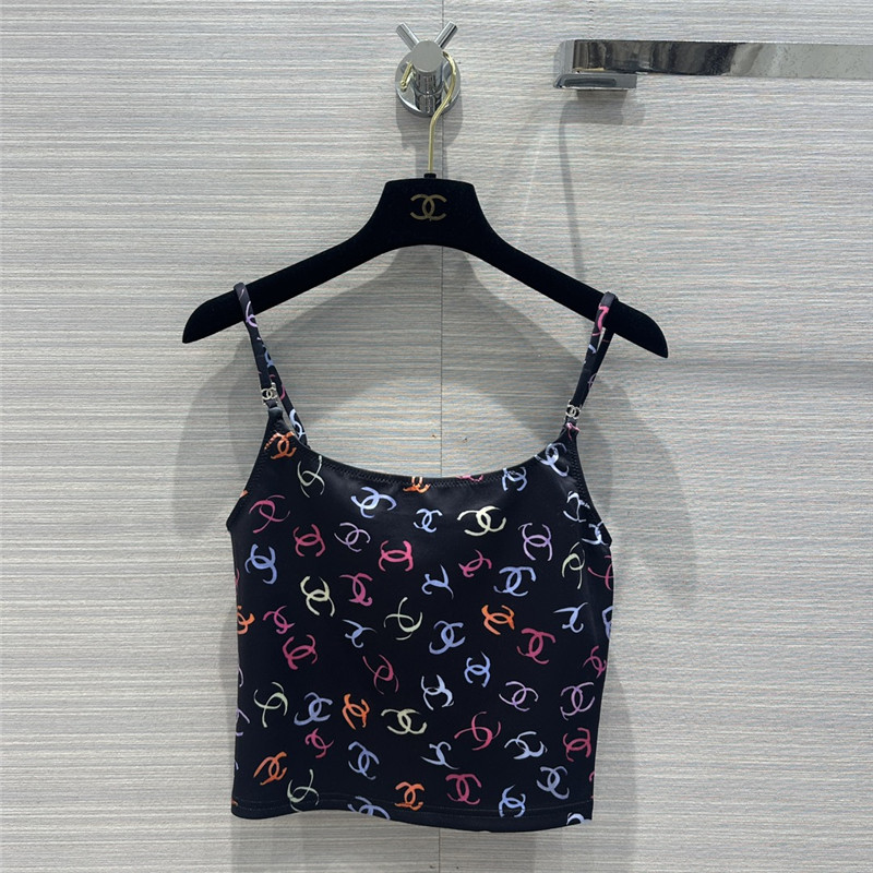 Chanel double c graffiti painted printed small suspender belt