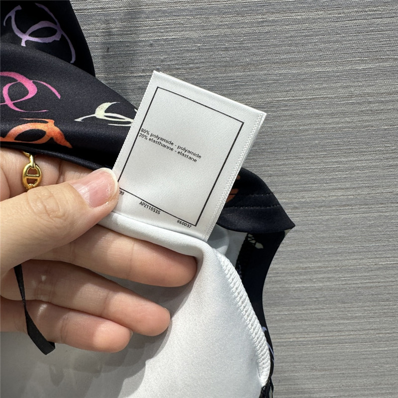 Ch**el double c graffiti painted printed small suspender belt