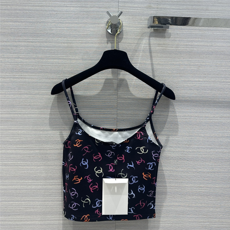 Ch**el double c graffiti painted printed small suspender belt