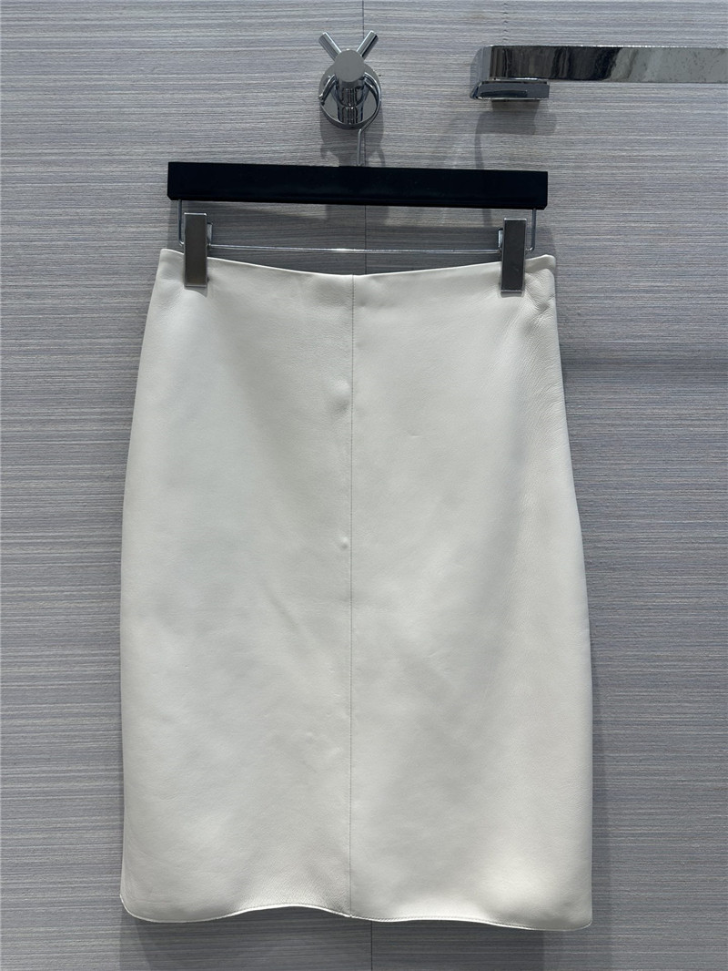 prada premium white leather skirt