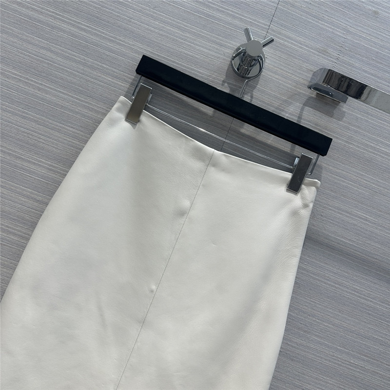 prada premium white leather skirt