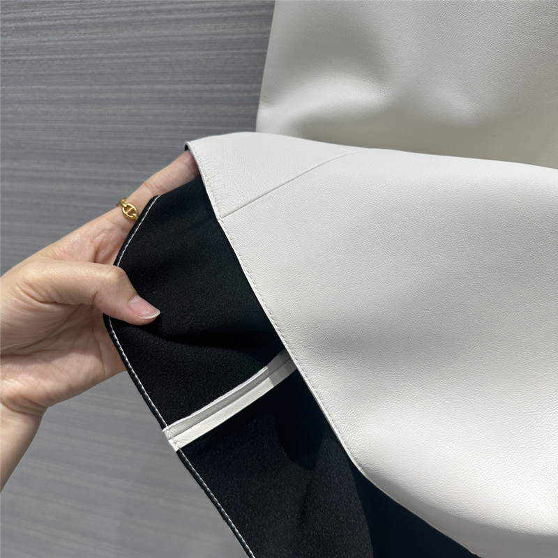 prada premium white leather skirt