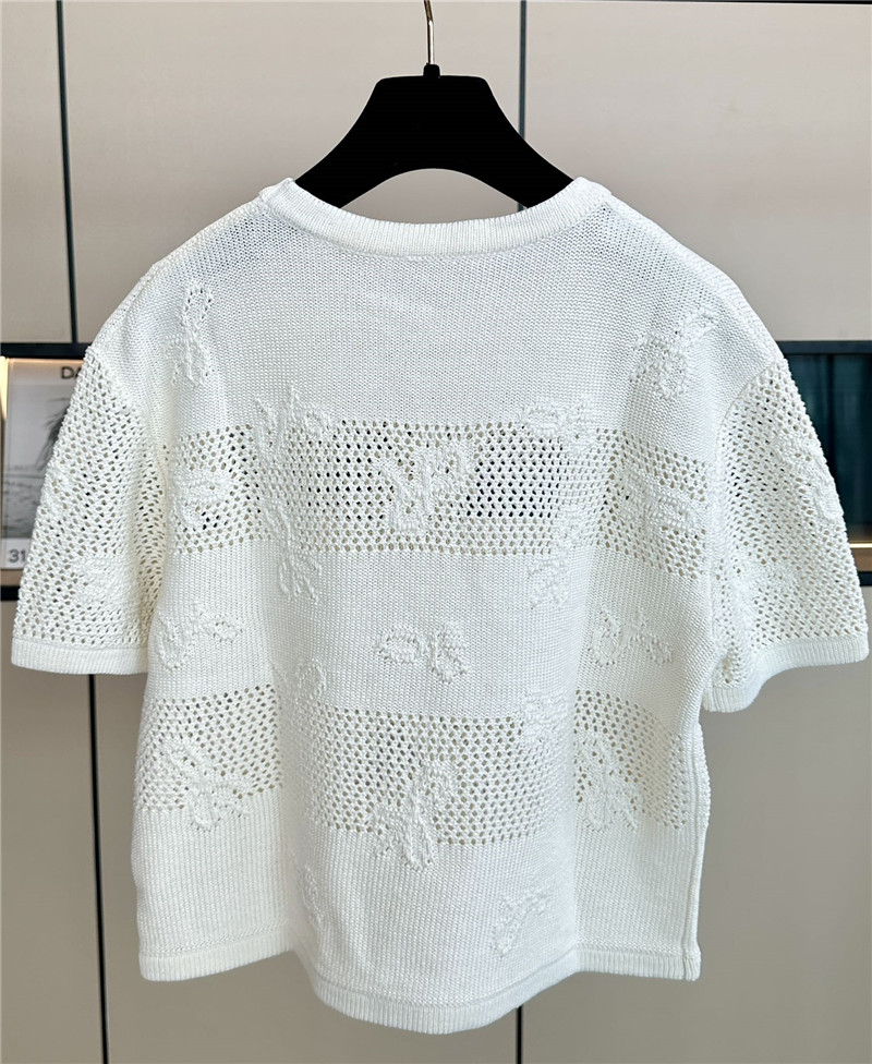Chanel positioning bow embroidered jacquard T-shirt