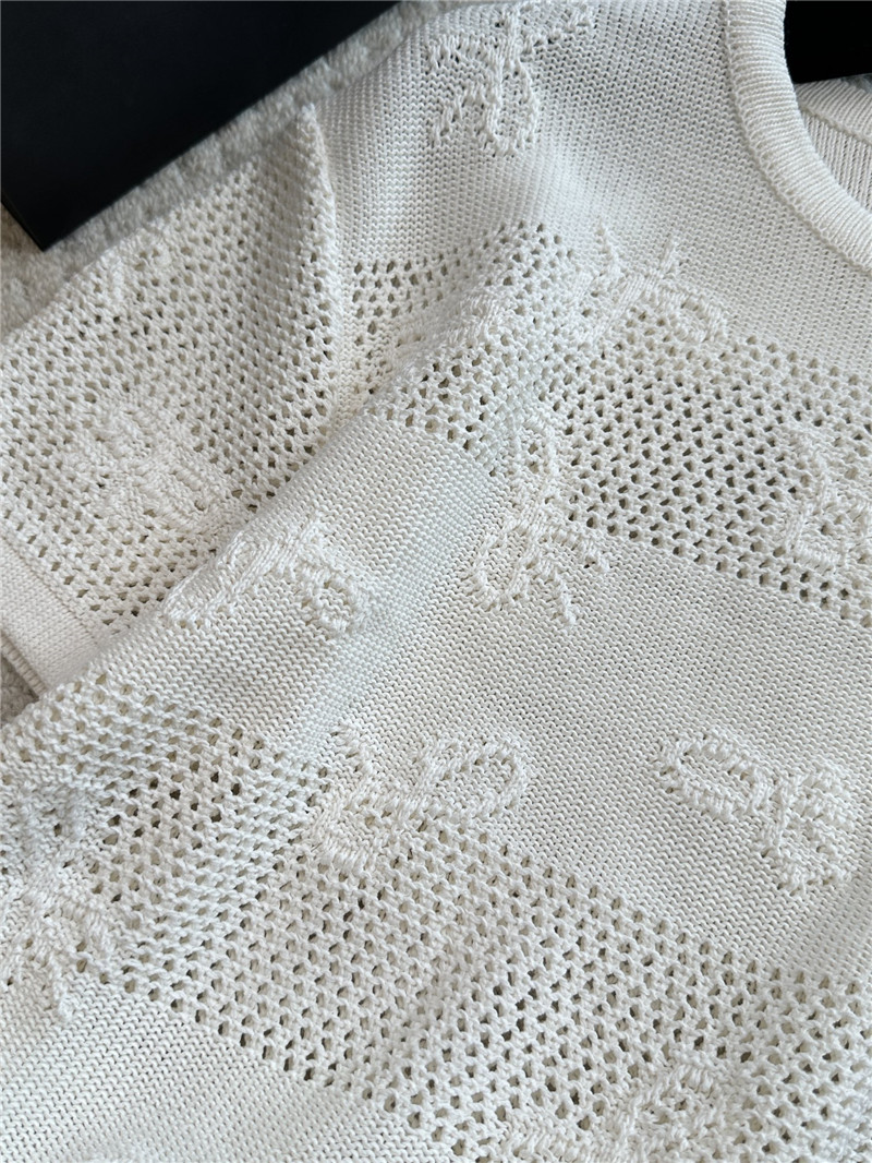 Chanel positioning bow embroidered jacquard T-shirt