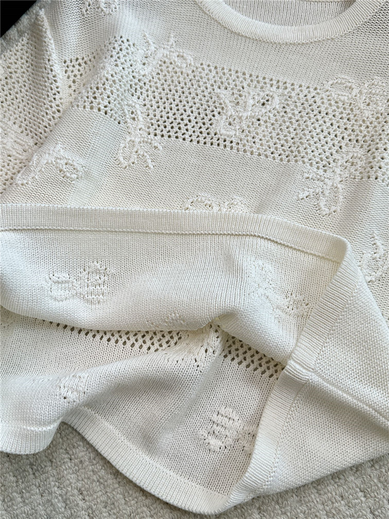 Chanel positioning bow embroidered jacquard T-shirt