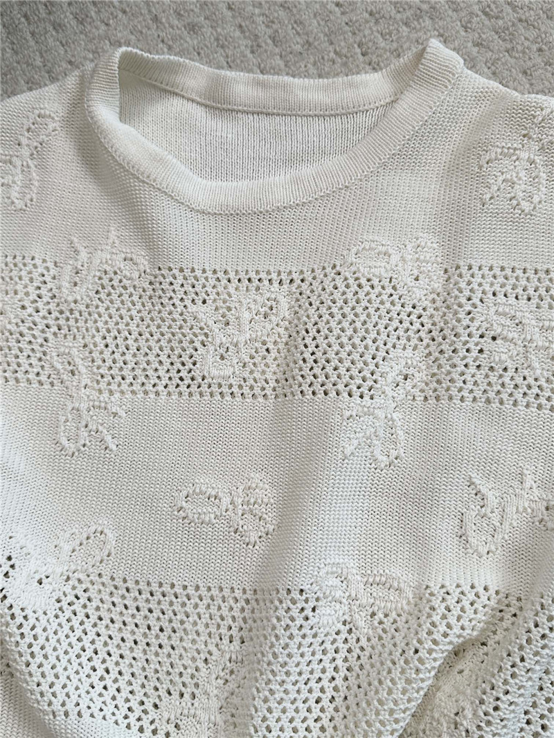 Chanel positioning bow embroidered jacquard T-shirt