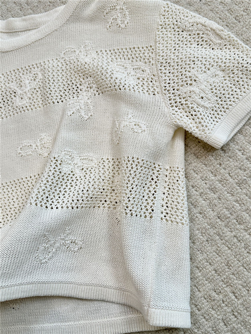 Chanel positioning bow embroidered jacquard T-shirt