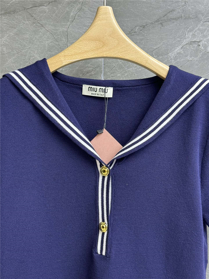 M1um1u navy collar knitted skirt