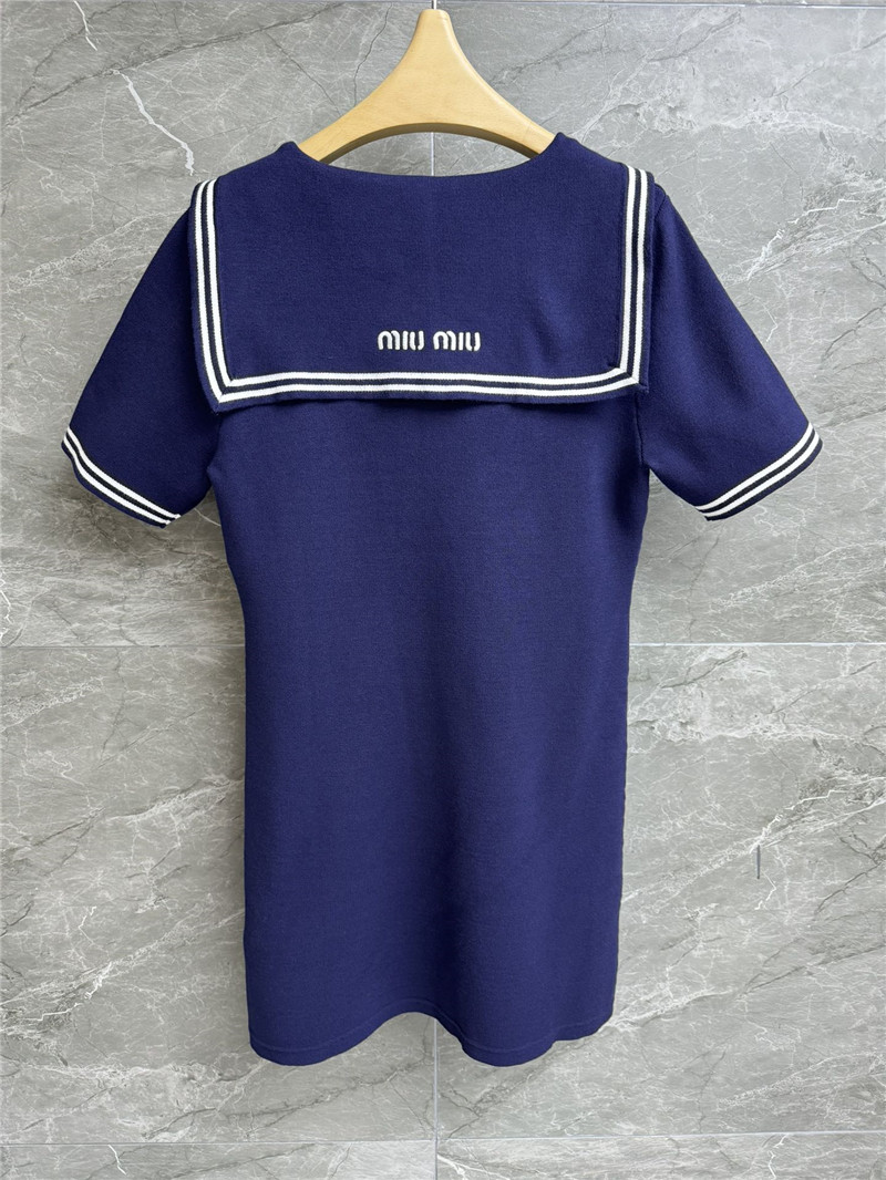 M1um1u navy collar knitted skirt