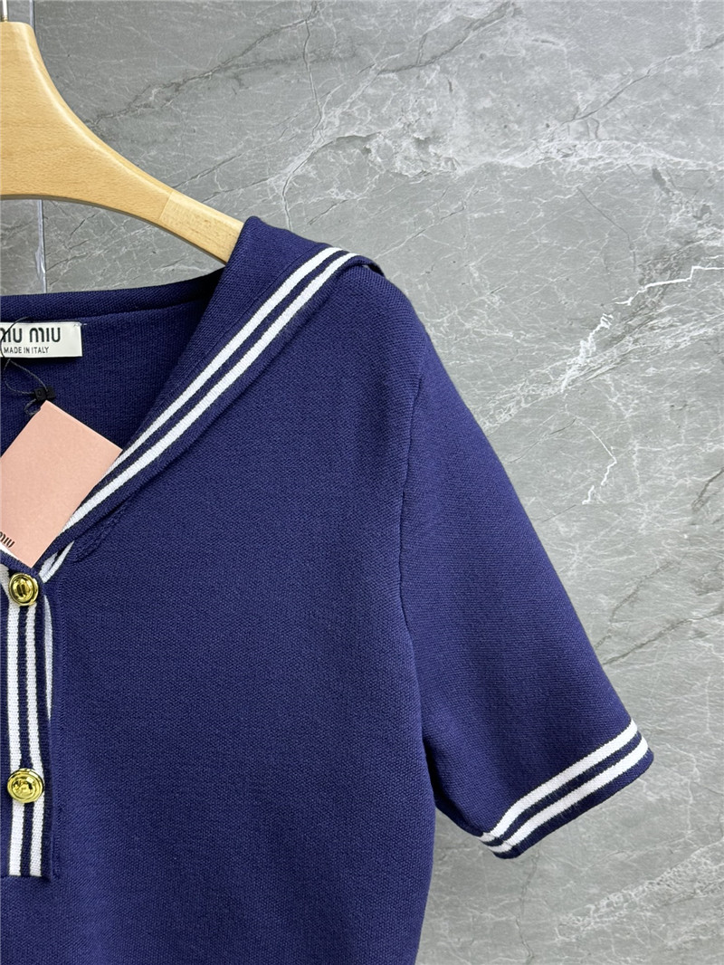 M1um1u navy collar knitted short sleeves