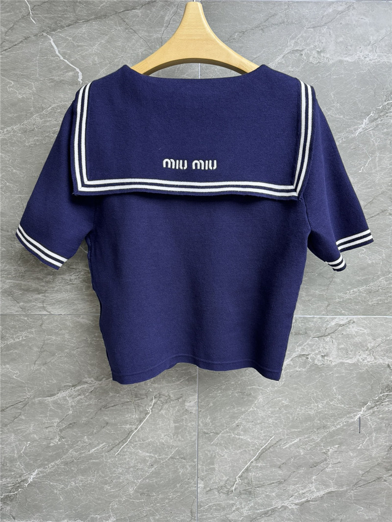 M1um1u navy collar knitted short sleeves