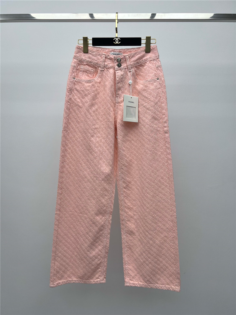 Chanel jacquard wide leg jeans