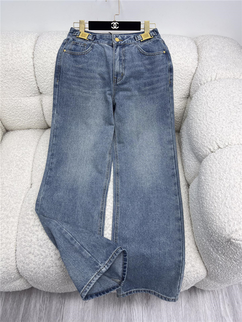 M1um1u waist gold button wide leg pants