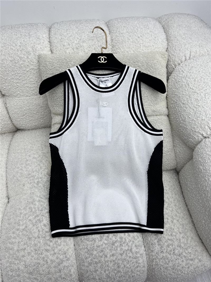 Chanel mesh hollow knitted vest