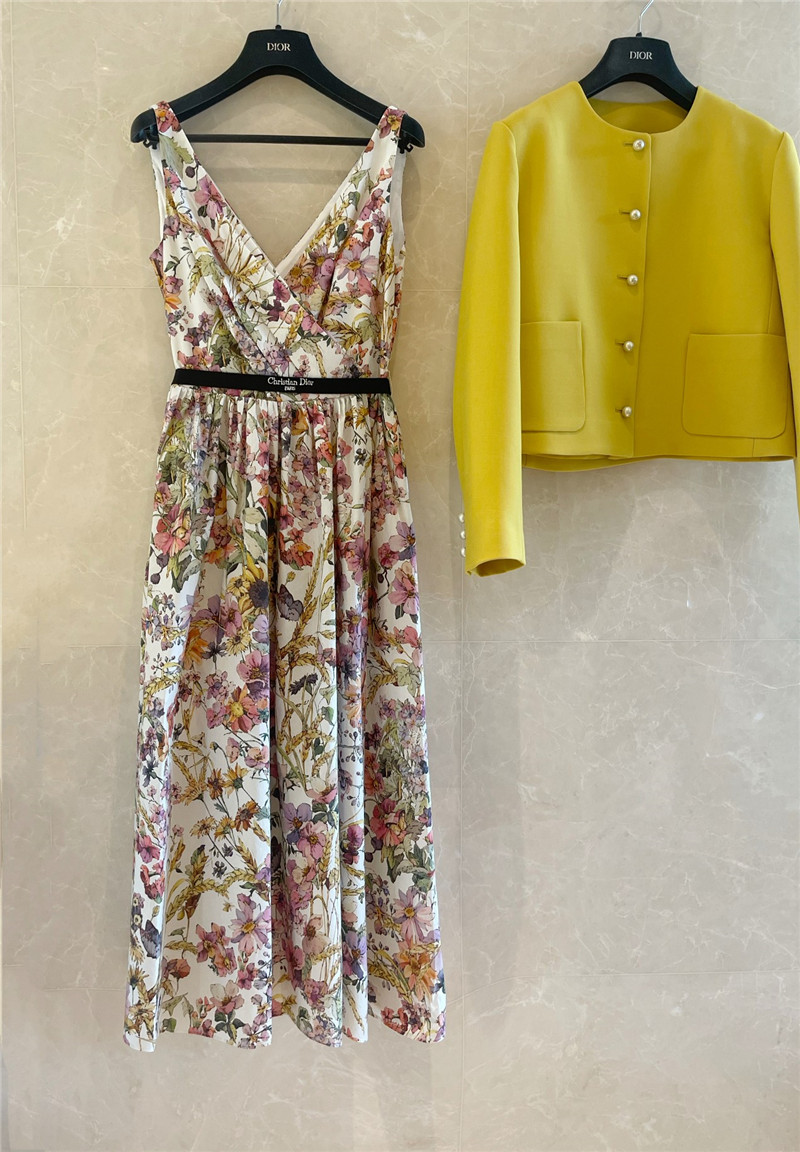 dior V-neck vest print dress