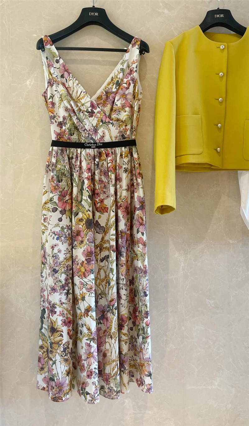 dior V-neck vest print dress