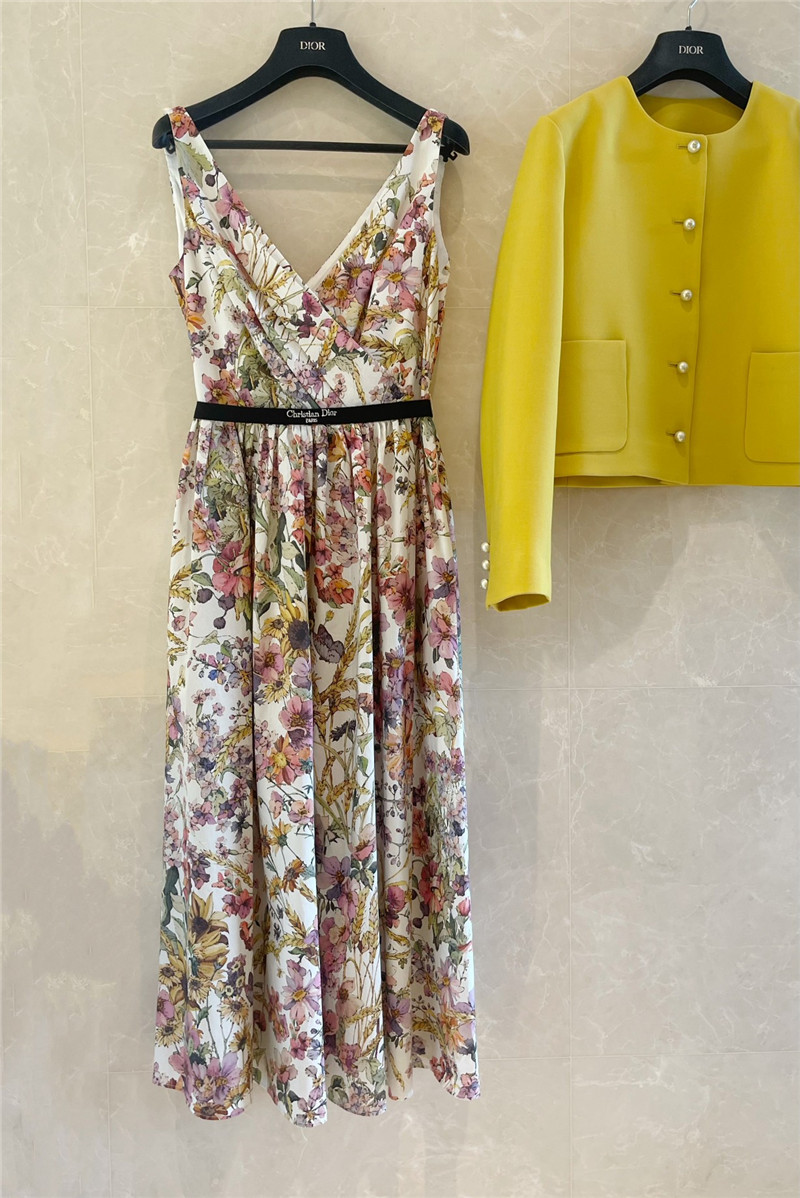 dior V-neck vest print dress