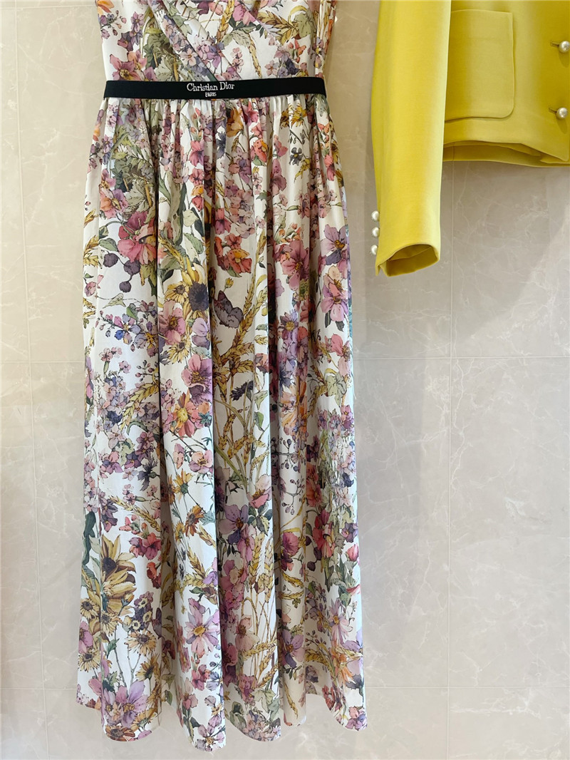 dior V-neck vest print dress