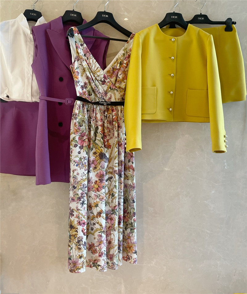 dior V-neck vest print dress