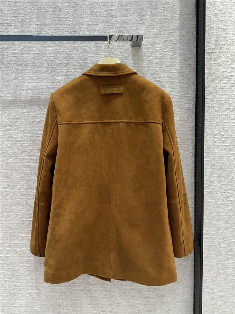 miumiu suede hunting style four-pocket leather jacket