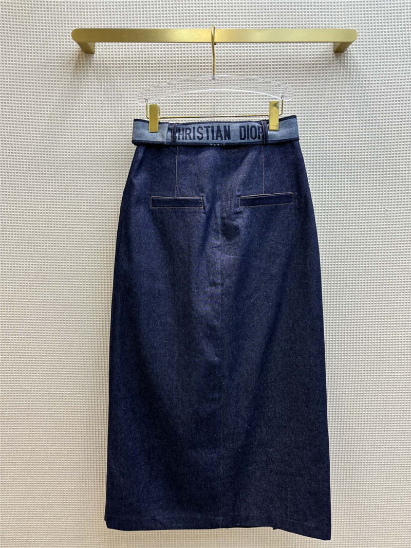 D10r double slit high waist a-line denim long skirt