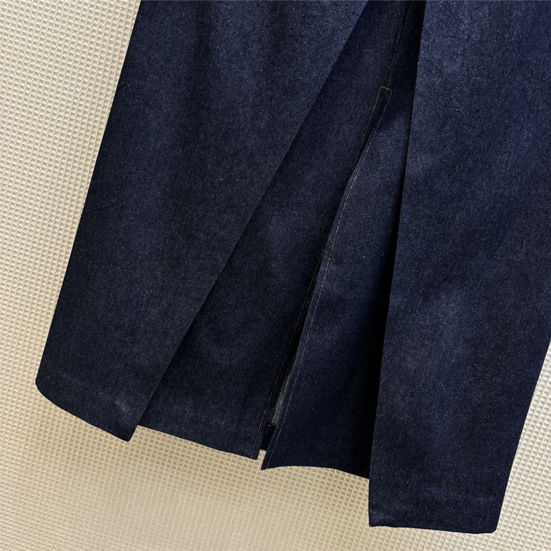 D10r double slit high waist a-line denim long skirt