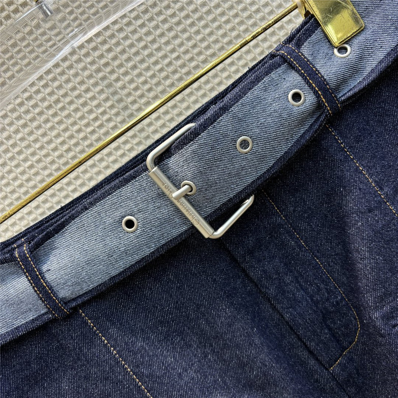 D10r double slit high waist a-line denim long skirt