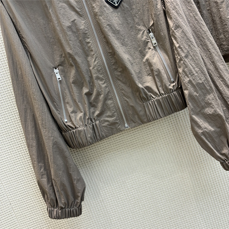 prada hooded zipper jacket + elastic waist shorts set