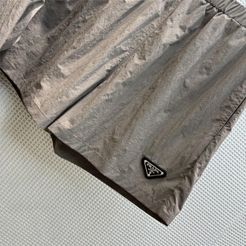 prada hooded zipper jacket + elastic waist shorts set