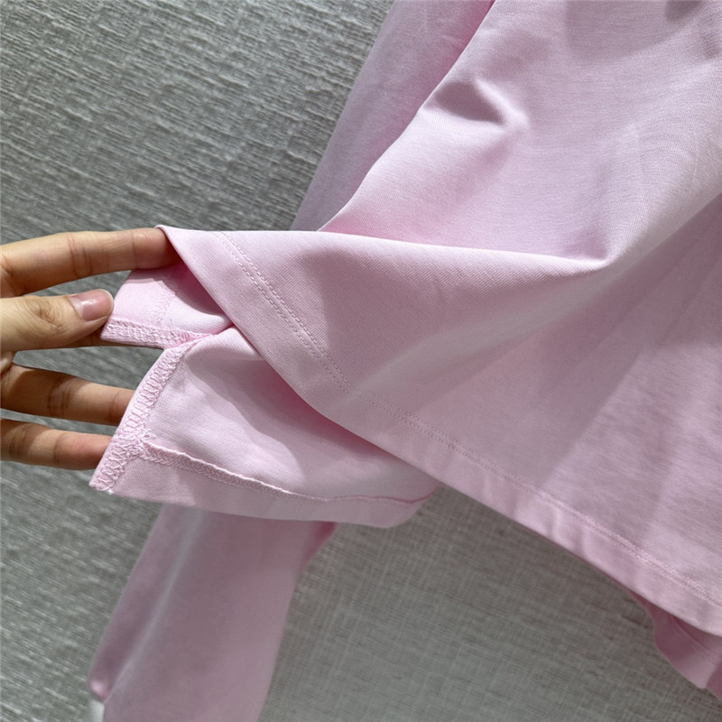 Pra*a contrast color polo short long sleeve top