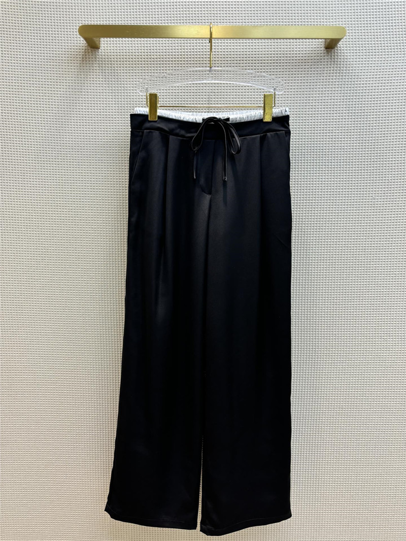 YSL double-layered waistband ice silk wide-leg pants