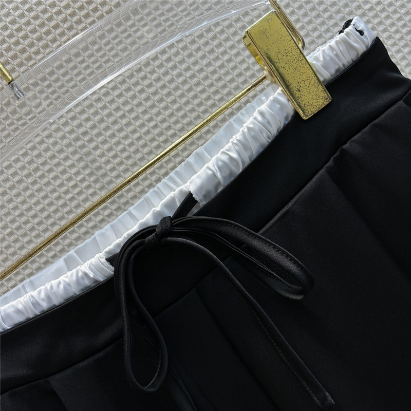 Y51 double-layered waistband ice silk wide-leg pants