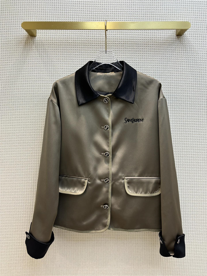 YSL contrasting small lapel satin jacket