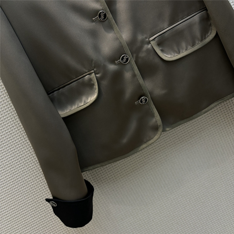 Y51 contrasting small lapel satin jacket