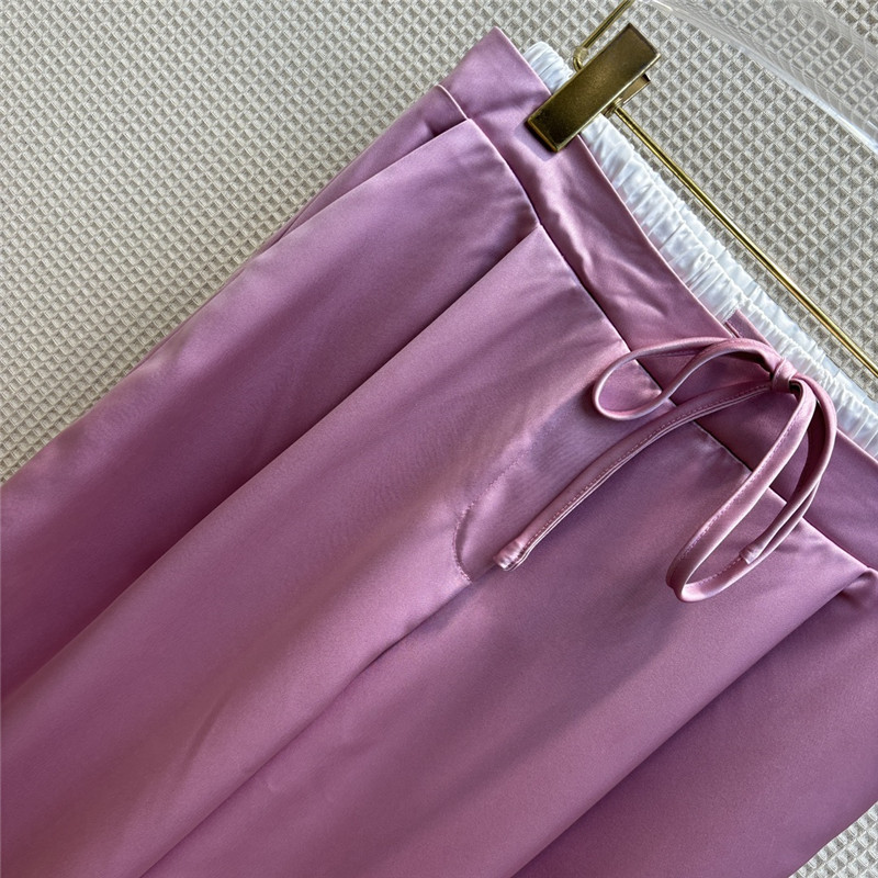 YSL double-layered waistband ice silk wide-leg pants