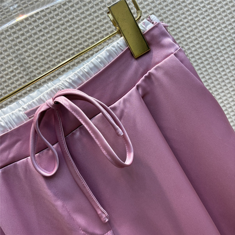 YSL double-layered waistband ice silk wide-leg pants