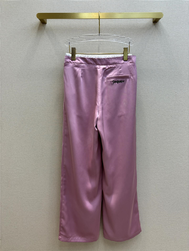 YSL double-layered waistband ice silk wide-leg pants