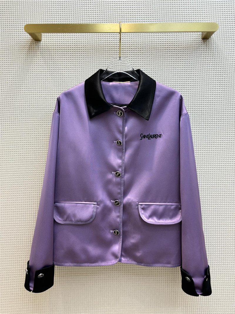 YSL contrasting small lapel satin jacket