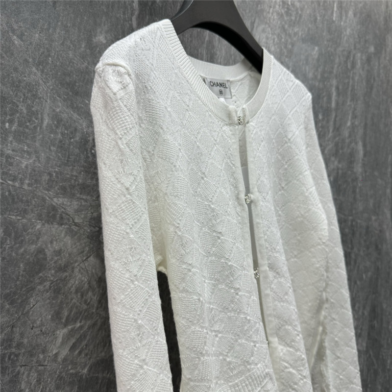 Chanel Jacquard Zip-Up Thin Cardigan