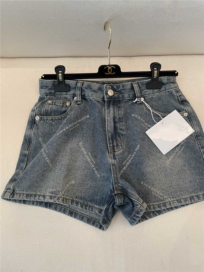A1exa*der wang new small letter laser burnt denim shorts